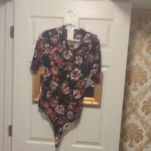 Floral Bodysuit with Red and Green Accents